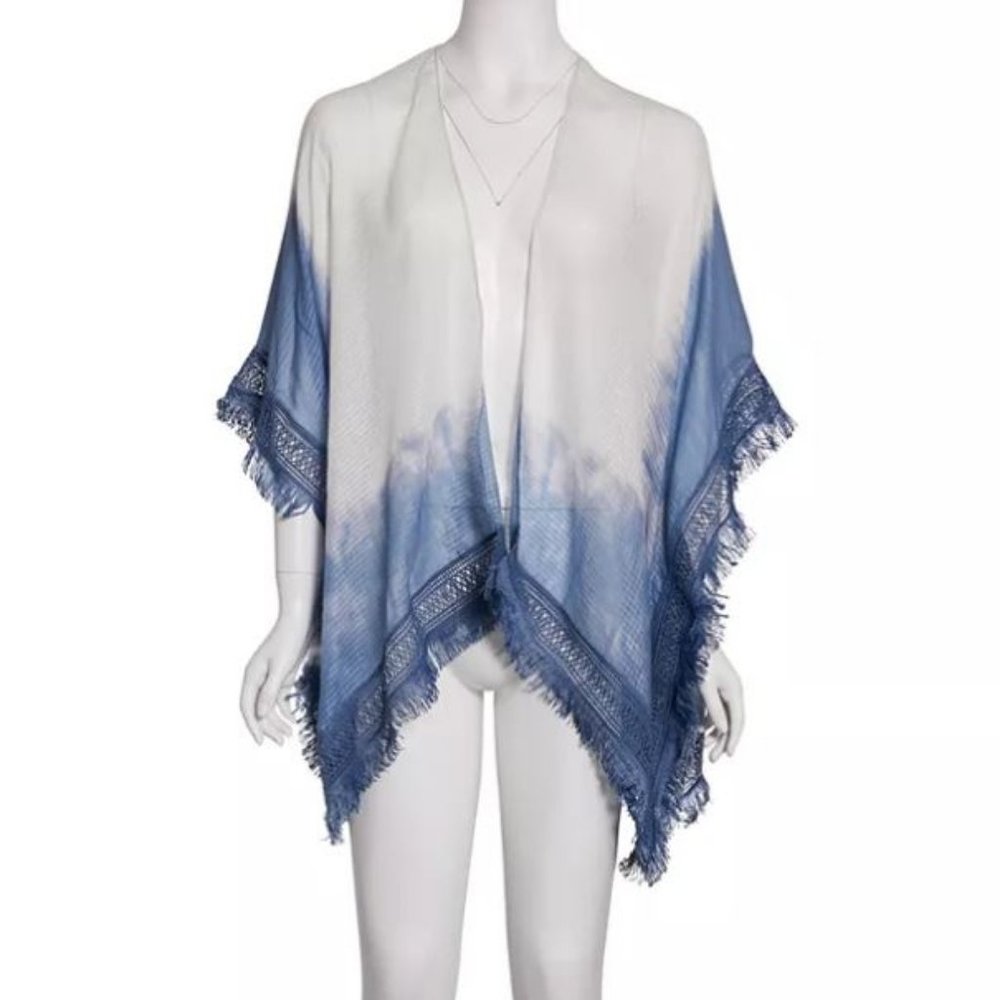 Cejon Ombre-Hem Basketweave Ruana Topper NEW